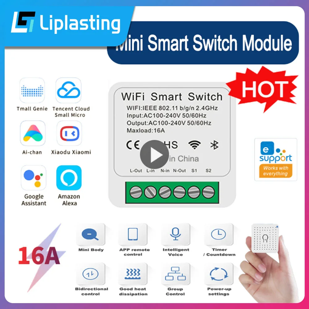 EWeLink Smart Switch 2-way Wifi 16A Mini Switch Module On Off Breaker Wireless Remote Voice Timing App With Google Home Alexa
EWeLink Smart Switch 2-way Wifi 16A Mini Switch Module On Off Breaker Wireless Remote Voice Timing App With Google Home Alexa