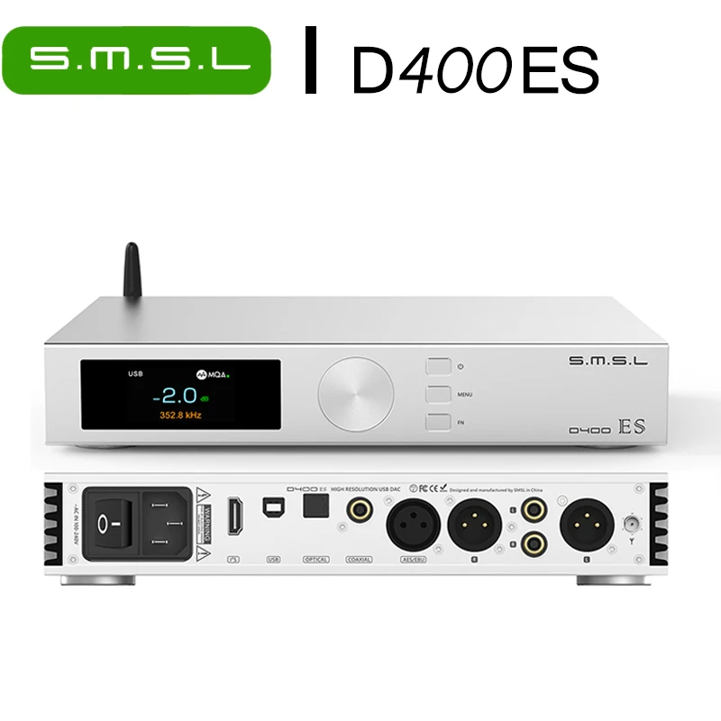 

SMSL D400ES Digital Audio High Fidelity MQA Decoder DAC ES9039MSPRO Supports MQA DSD512 XMOS XU316 OPA1612 Hi-Res Original HIFI