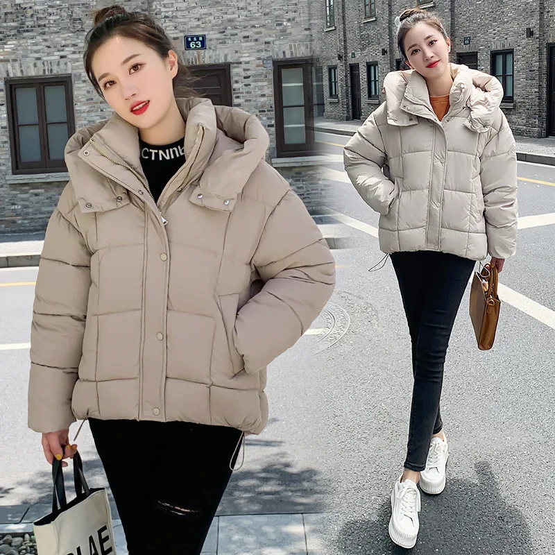 

Хлопковая куртка 2023 зимняя утепленная короткая одежда для хлеба женская Свободная Повседневная универсальная пуховая теплая куртка в Корейском стиле