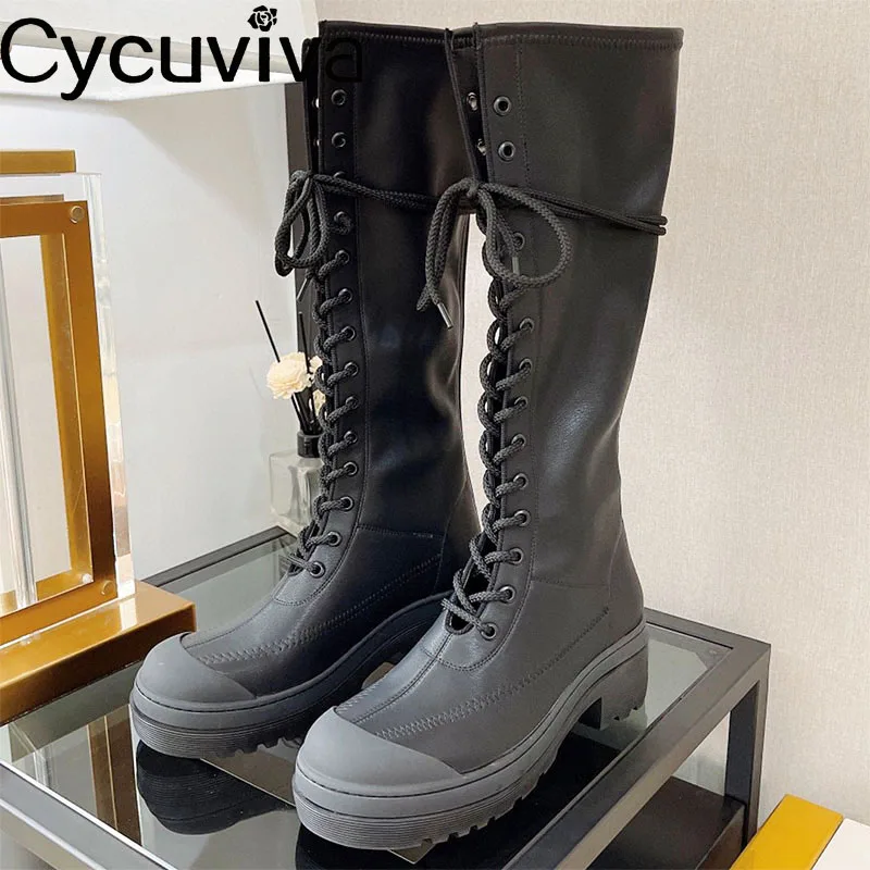 New Thick Bottom Knee High Boots For Women Lace Up Platform Brand Flat Shoes Leather Long Boots Runway Long Boots 2022
New Thick Bottom Knee High Boots For Women Lace Up Platform Brand Flat Shoes Leather Long Boots Runway Long Boots 2022
