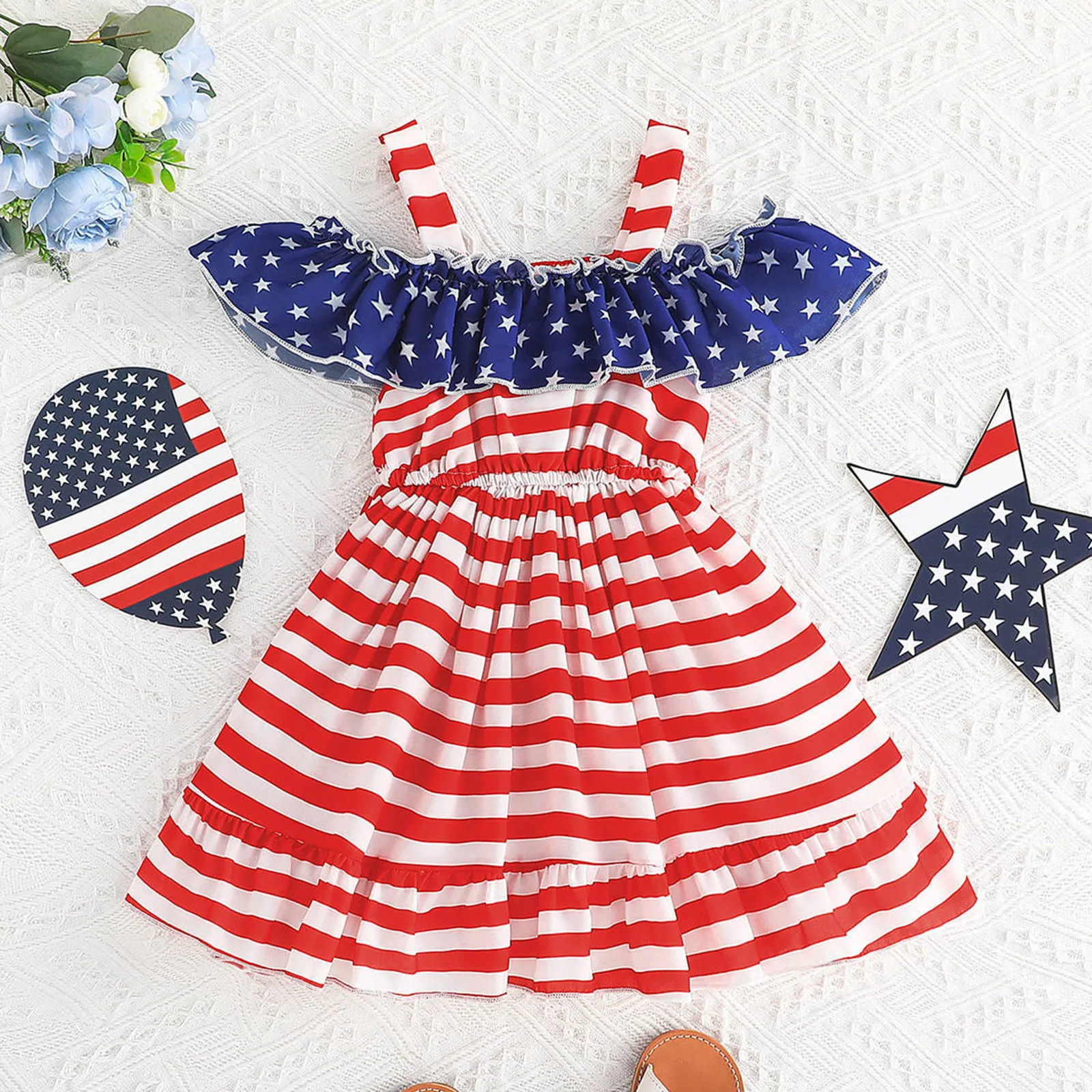 0-4 Years Kids Girls 4th Of July Dress Summer Ruffles Off Shoulder Sundress For Girls Independence Day Outfits Kids Clothes
0-4 Years Kids Girls 4th Of July Dress Summer Ruffles Off Shoulder Sundress For Girls Independence Day Outfits Kids Clothes