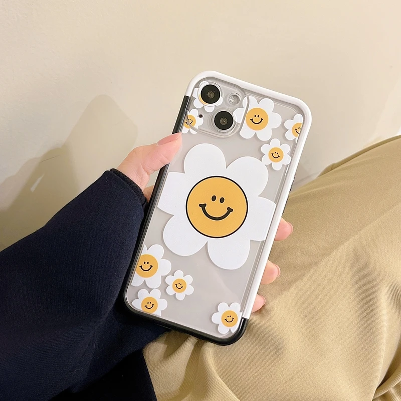 Корейский милый мультяшный чехол со смайликом и подсолнухом для телефона iPhone 13, 12, 11 Pro, Xs, Max, X, Xr, милый противоударный прозрачный чехол
Корейский милый мультяшный чехол со смайликом и подсолнухом для телефона iPhone 13, 12, 11 Pro, Xs, Max, X, Xr, милый противоударный прозрачный чехол