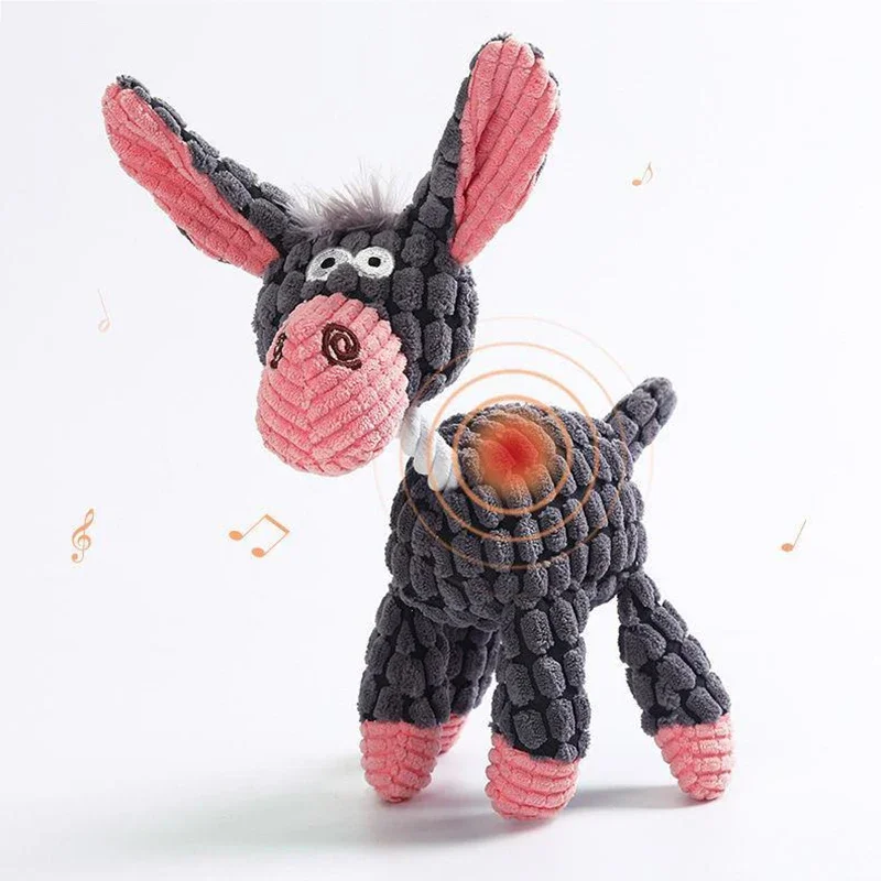 

Plush Dog Toys Donkey Shape Corduroy Chew Toy Puppy Squeaky Molar Toys Teeth Cleaning Bite Resistant 강아지 Juguetes Para Perro