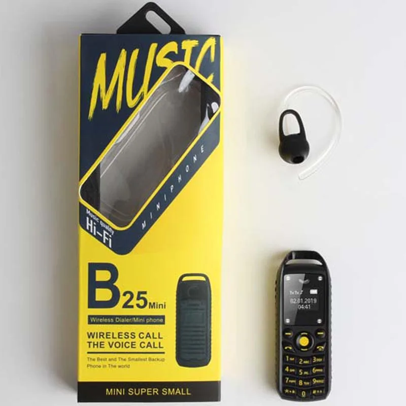 Новый Super Mini 0 66-дюймовый мобильный телефон 2G B25 беспроводные Bluetooth-наушники