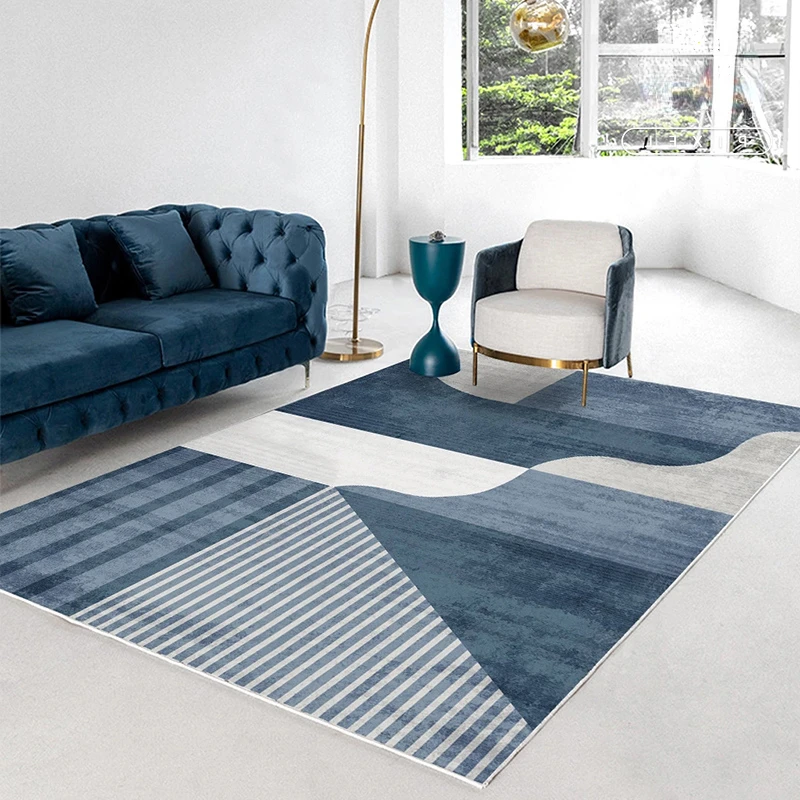 

Retro Blue Geometric Living Room Decoration Carpet Cloakroom Leisure Carpets Bedroom Large Area Rug Studio Study Anti-dirty Rugs