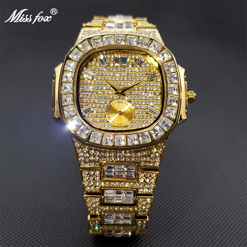 Men's Watches Gold Ice Out Diamond Luxury Top Brand Design Diver Watches For Man Waterproof Dropshipping relogio masculino 2020
Men's Watches Gold Ice Out Diamond Luxury Top Brand Design Diver Watches For Man Waterproof Dropshipping relogio masculino 2020