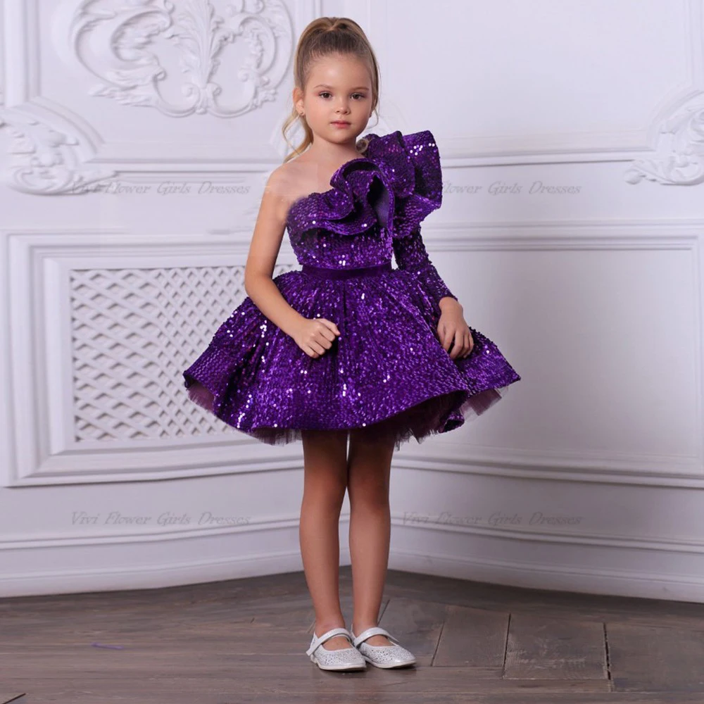 Sequined Purple One Shoulder Handmade Flower Girl Dresses Tulle Knee Length Tutu First Communion Christmas Dress Birthday Dress
Sequined Purple One Shoulder Handmade Flower Girl Dresses Tulle Knee Length Tutu First Communion Christmas Dress Birthday Dress