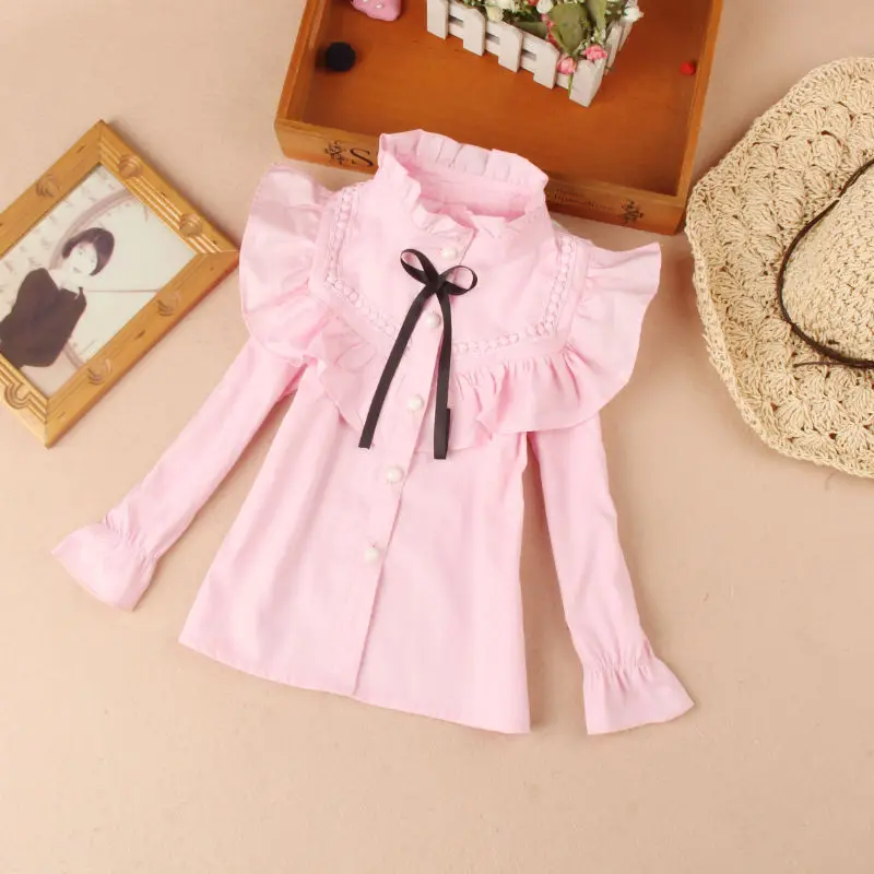 

3-15 Year Old Students New Delivery Solid Girl Shirt 2022 Children Bar Teenagers Chiffon Clothes Puberty Young Girl 100-170