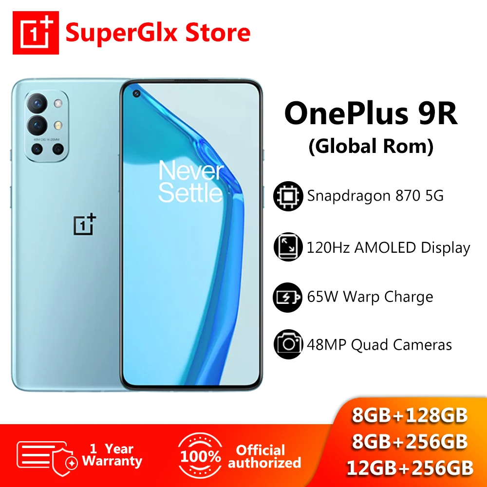 Original Global Rom OnePlus 9R 5G Smartphone 9 R Snapdragon 870 8GB 128GB 6.55'' 120Hz AMOLED Screen 65W Warp Mobile
Original Global Rom OnePlus 9R 5G Smartphone 9 R Snapdragon 870 8GB 128GB 6.55'' 120Hz AMOLED Screen 65W Warp Mobile