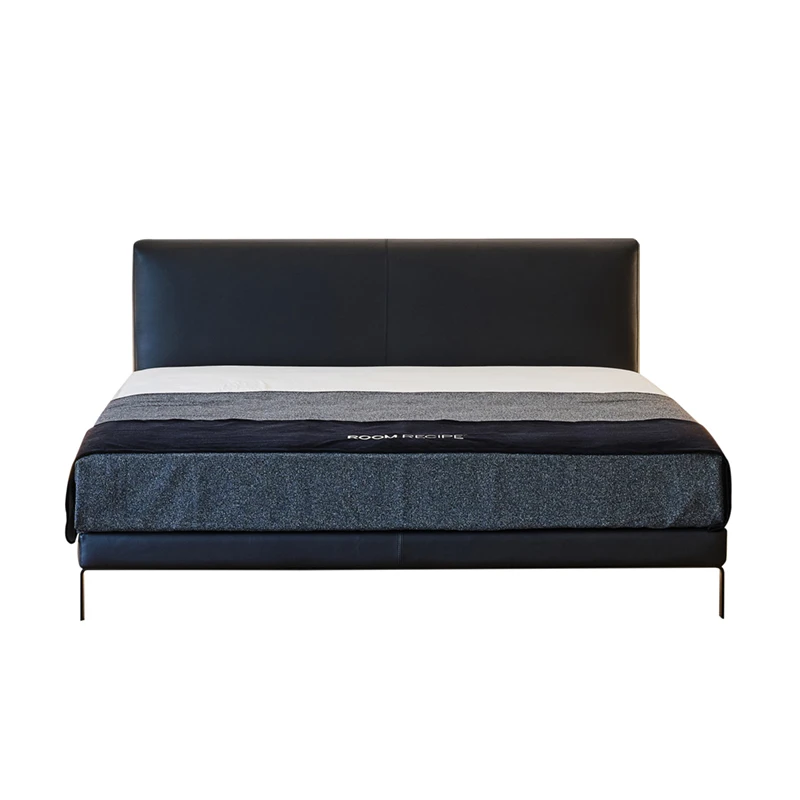 

Современная, простая, аккуратная, черная кожаная кровать для маленькой квартиры, итальянская Минималистичная, Высококачественная Бытовая мягкая сумка, двойная кровать