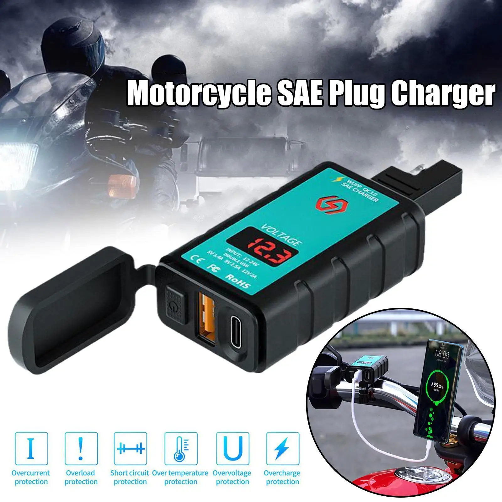 Зарядное устройство для мотоцикла вилка SAE на USB Type-C разъем 12 В USB с адаптером для мотоцикла быстрая Водонепроницаемость фотозарядка E4C0
Зарядное устройство для мотоцикла вилка SAE на USB Type-C разъем 12 В USB с адаптером для мотоцикла быстрая Водонепроницаемость фотозарядка E4C0