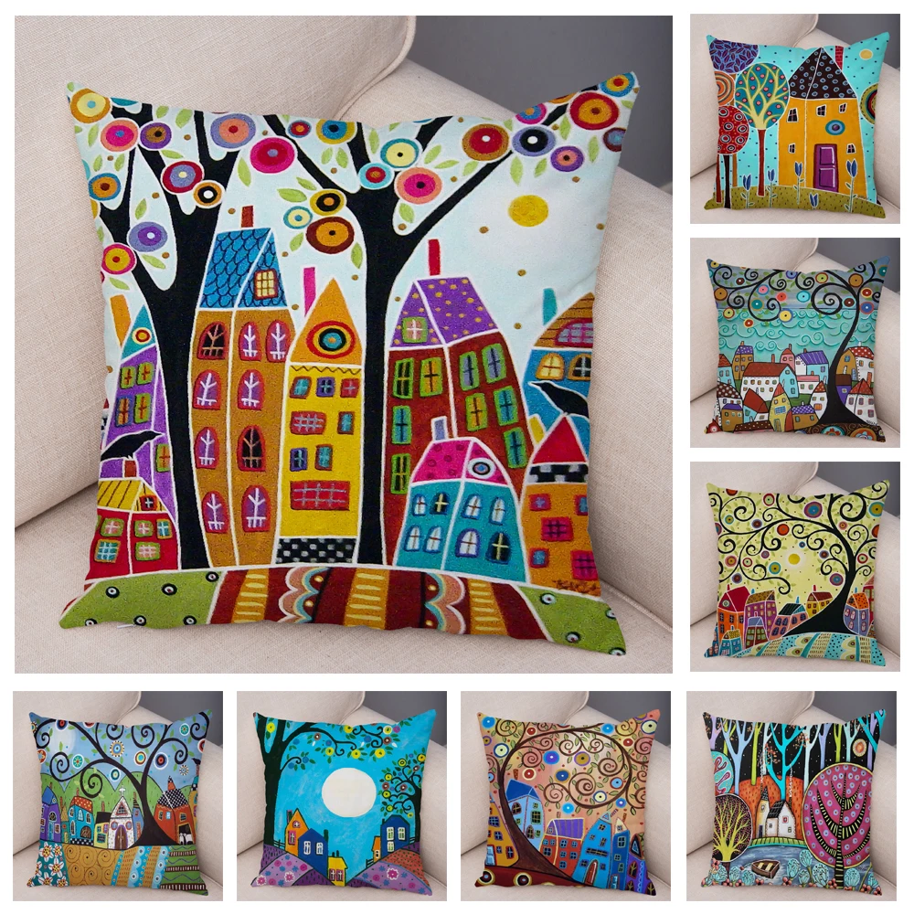 45x45cm Retro Rural Color Cities Cushion Cover for Sofa Home Car Decor Colorful Cartoon House Pillow Case Tree Pillowcase
45x45cm Retro Rural Color Cities Cushion Cover for Sofa Home Car Decor Colorful Cartoon House Pillow Case Tree Pillowcase