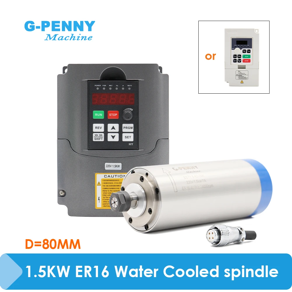 1.5KW spindle ER16 Water-Cooled Spindle Motor woodworking spindle 80x220mm & 1.5kw VFD / inverter Variable Frequency Drive
1.5KW spindle ER16 Water-Cooled Spindle Motor woodworking spindle 80x220mm & 1.5kw VFD / inverter Variable Frequency Drive