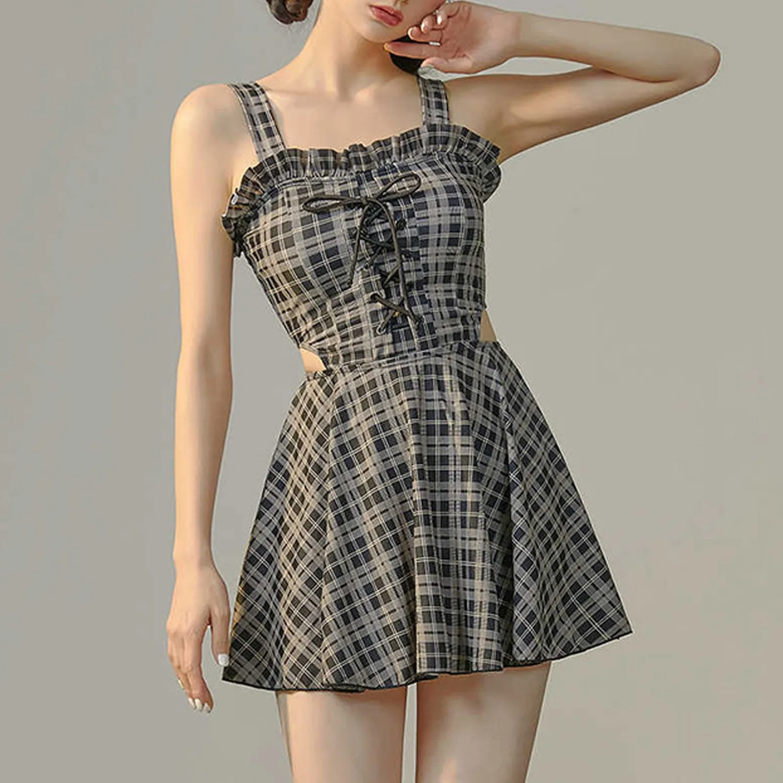 Women Fashion Cute Split Two Piece Set Vintage Plaid Boxer Pants Hawaii Push Up Set Brazilian High Waist Bikinis 
Women Fashion Cute Split Two Piece Set Vintage Plaid Boxer Pants Hawaii Push Up Set Brazilian High Waist Bikinis