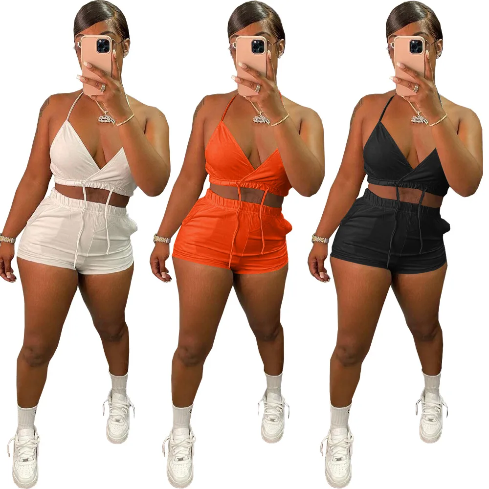DN8624 Women's Sexy Two-piece Summer Streetwear Solid Color Sling Bra + Shorts Sports Suit Women's Nightclub
DN8624 Women's Sexy Two-piece Summer Streetwear Solid Color Sling Bra + Shorts Sports Suit Women's Nightclub