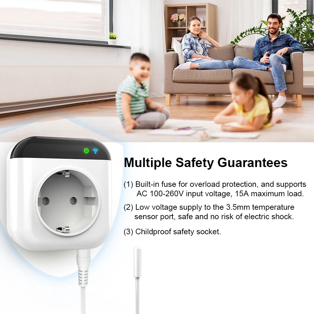 WiFi термостатическая интеллектуальная розетка приложение SmartLife удаленное управление s работа с Google Assistant и Alexa для голосового управления
WiFi термостатическая интеллектуальная розетка приложение SmartLife удаленное управление s работа с Google Assistant и Alexa для голосового управления