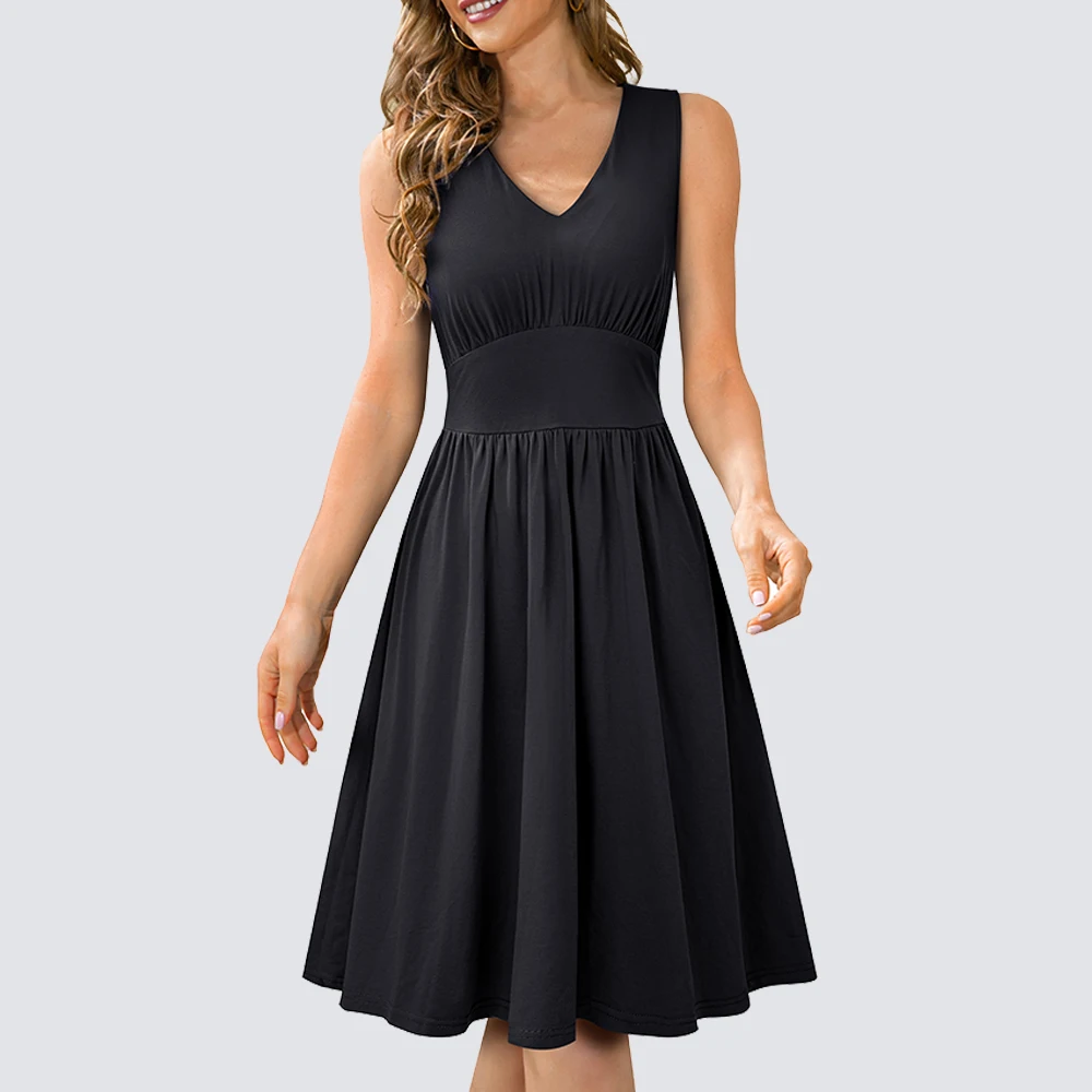 Women Brief Elegant Solid Color Sleeveless V Neck Fit and Flare A-Line Tank Dress HA319
Women Brief Elegant Solid Color Sleeveless V Neck Fit and Flare A-Line Tank Dress HA319