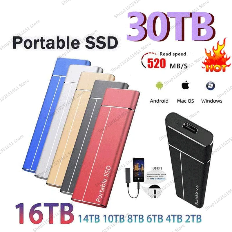 SSD 1TB 2TB External Hard Drive Type-C USB3.0 8TB High Speed HD External 4TB SSD Storage Device Portable Flash Hard Disk for PC
SSD 1TB 2TB External Hard Drive Type-C USB3.0 8TB High Speed HD External 4TB SSD Storage Device Portable Flash Hard Disk for PC
