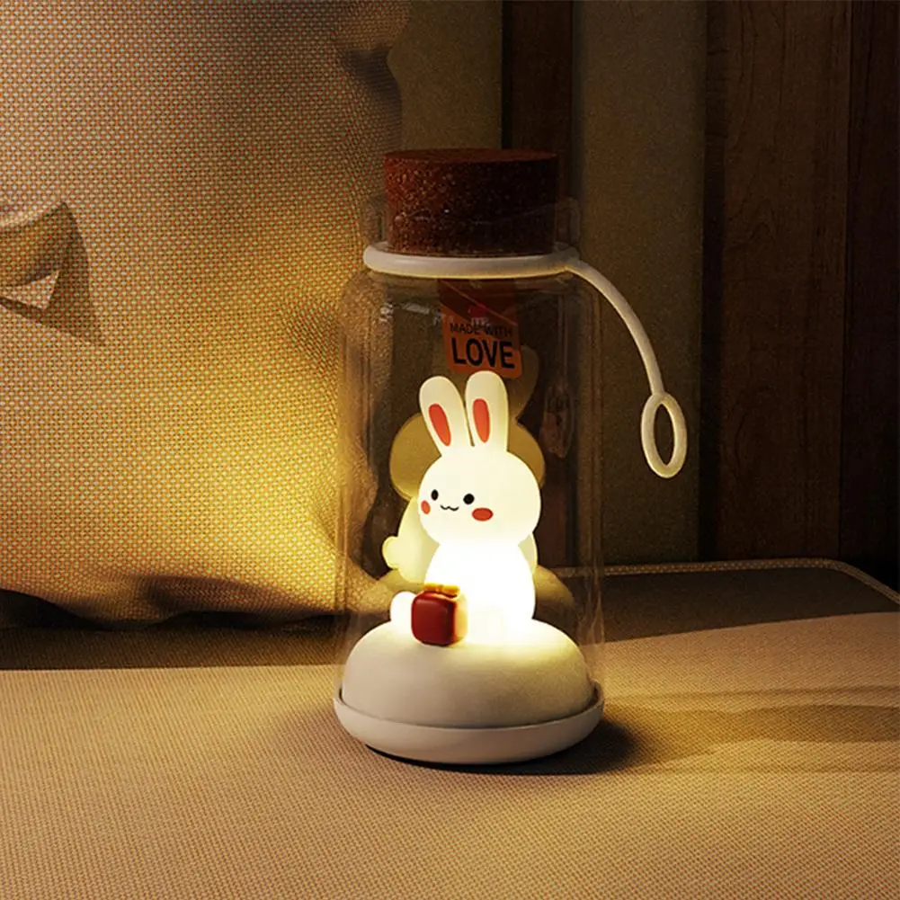 

Drift Bottle Night Light USB Rechargeable Pat Night Light Induction 3-level Brightness Cute Rabbit Lamb Light For Kids Gifts