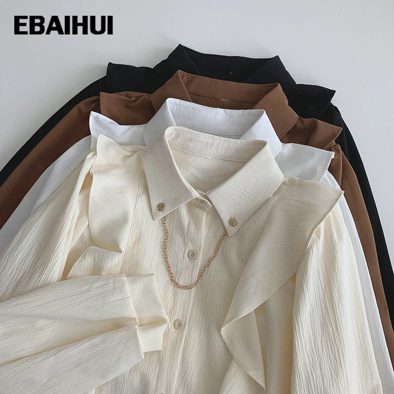 EBAIHUI Women's Blouses Simple Long Sleeve Shirt Female Lace Stitching All-match With Chain Turn-down Collar Casual Tops Femme
EBAIHUI Women's Blouses Simple Long Sleeve Shirt Female Lace Stitching All-match With Chain Turn-down Collar Casual Tops Femme