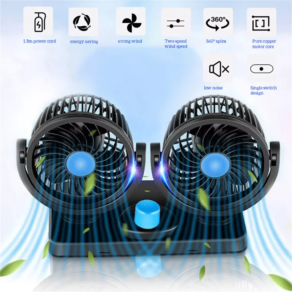Dual Head Electric Car Cooling Fan 360-Degree Rotary Ventilation Device Universal Quiet Operation RV Truck Accessories
Dual Head Electric Car Cooling Fan 360-Degree Rotary Ventilation Device Universal Quiet Operation RV Truck Accessories