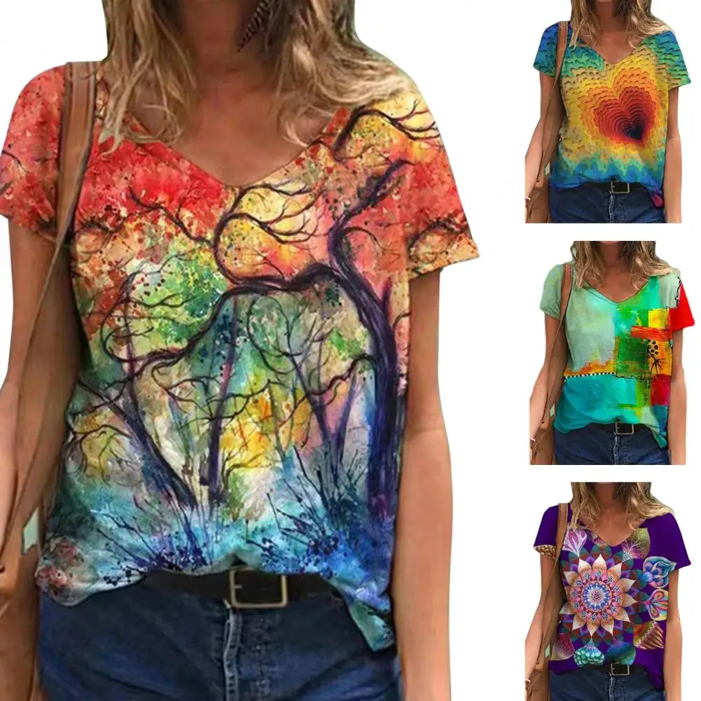 Summer Blouse Short Sleeve Undershirt Women Top Women Floral Printing T-shirt 
Summer Blouse Short Sleeve Undershirt Women Top Women Floral Printing T-shirt