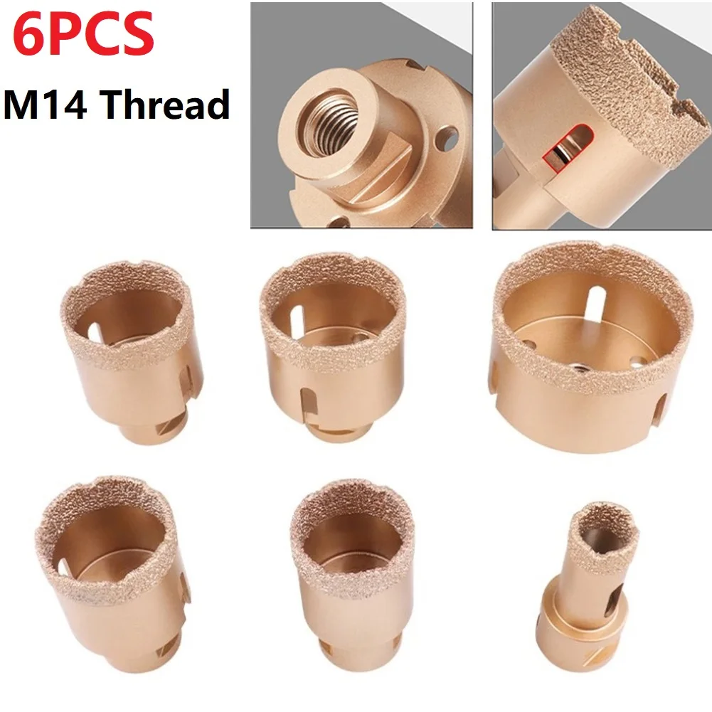 6pcs M14 Thread Dry Vacuum Brazed Diamond Drill Core Bit Cutter Ceramic Tile Stone Hole Saw Granite Marble Stoneware Drill Bits
6pcs M14 Thread Dry Vacuum Brazed Diamond Drill Core Bit Cutter Ceramic Tile Stone Hole Saw Granite Marble Stoneware Drill Bits