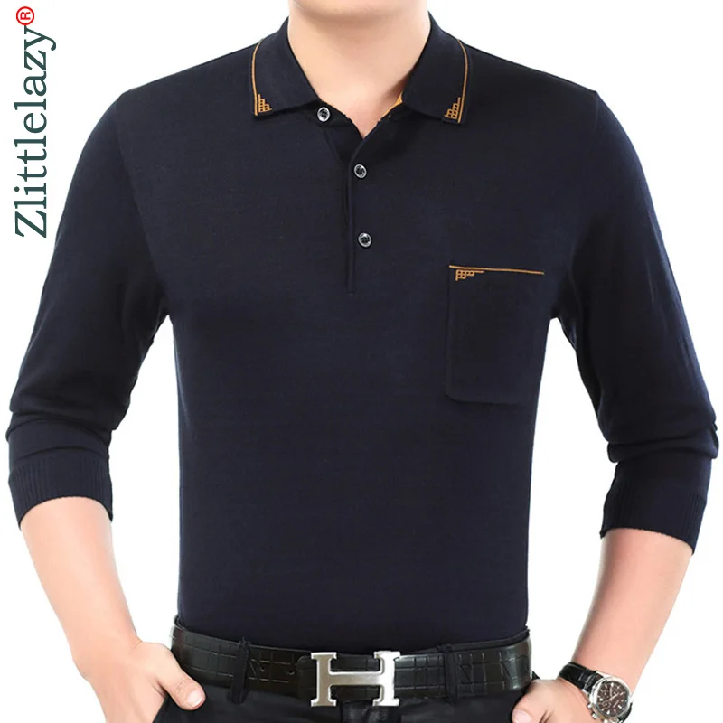 

2022 New Casual Long Sleeve Business Mens Shirts Male Solid Fashion Brand Polo Shirt Designer Men Tenis Polos Camisa Social 6161