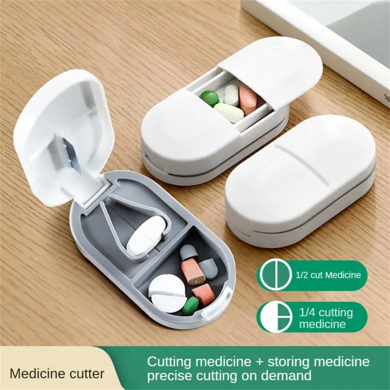 

Pills Cutter 2 In 1 Pill Crusher Mini Portable Medicine Splitter Divider Plastic Anti Dust Pill Storage Box Househeld Organizer