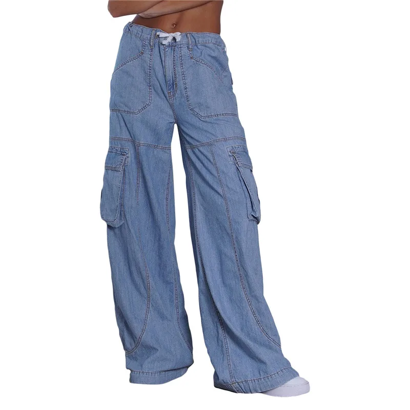 Women's Casual Cargo Pants Solid Color Low Waist Drawstring Loose Straight Leg Long Trousers with Pockets Autumn Spring Clothing
Women's Casual Cargo Pants Solid Color Low Waist Drawstring Loose Straight Leg Long Trousers with Pockets Autumn Spring Clothing