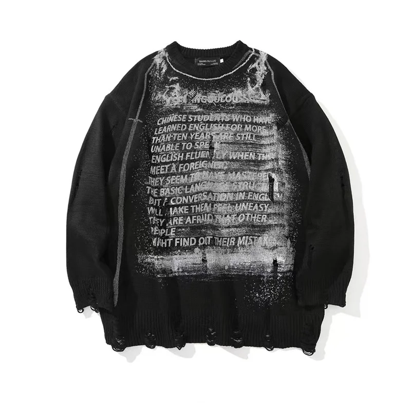vintage camisola preto solto hip hop streetwear carta pullovers roupas masculinas harajuku moda masculina casual malhas topos
vintage camisola preto solto hip hop streetwear carta pullovers roupas masculinas harajuku moda masculina casual malhas topos