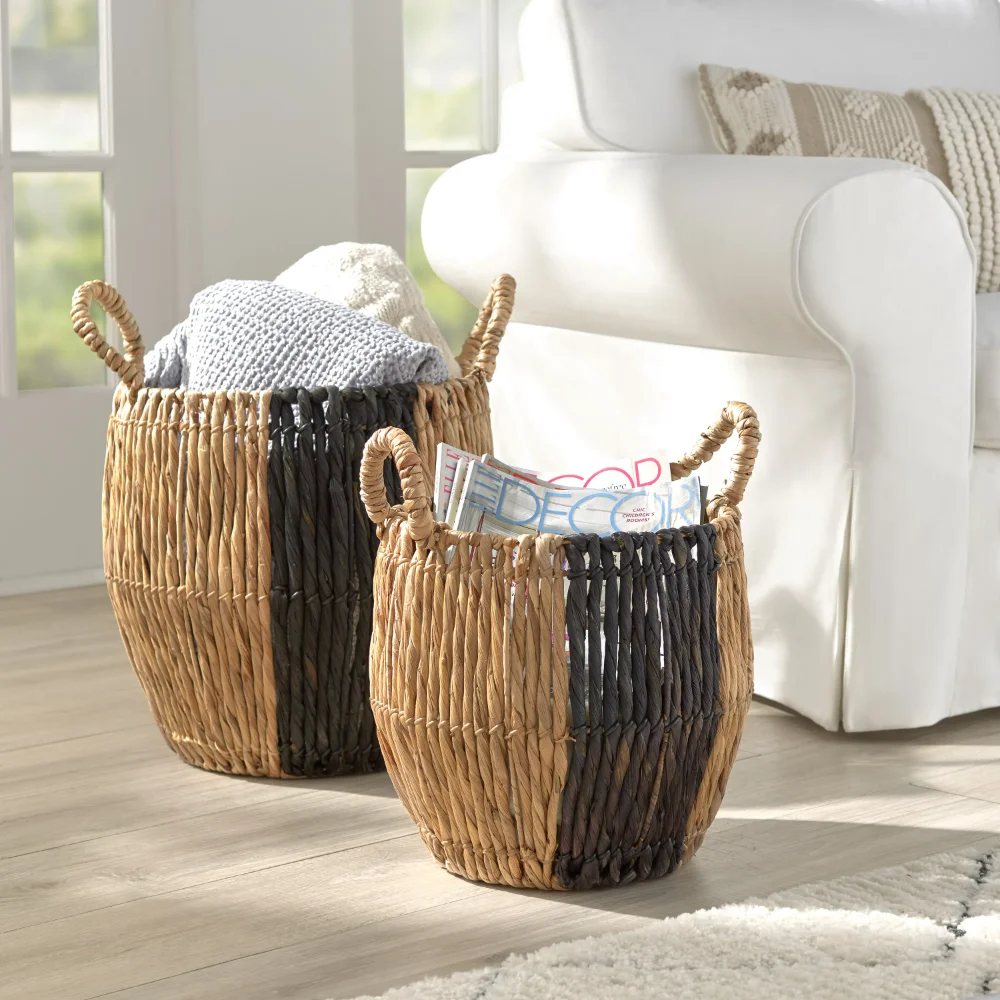 Natural and Black Water Hyacinth Baskets, Set of 2Storage Bin Storage Basket Laundry Sorter Shelves Storage
Natural and Black Water Hyacinth Baskets, Set of 2Storage Bin Storage Basket Laundry Sorter Shelves Storage