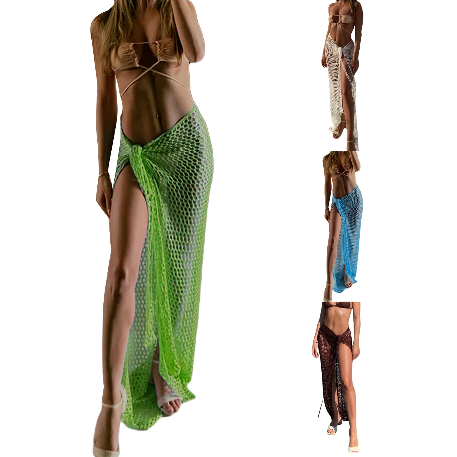 Women Bikini Cover Ups Summer Stretch Casual Solid Color Fishnet Cutout Self-tie Swimsuit Sarong Beach Skirt
Women Bikini Cover Ups Summer Stretch Casual Solid Color Fishnet Cutout Self-tie Swimsuit Sarong Beach Skirt