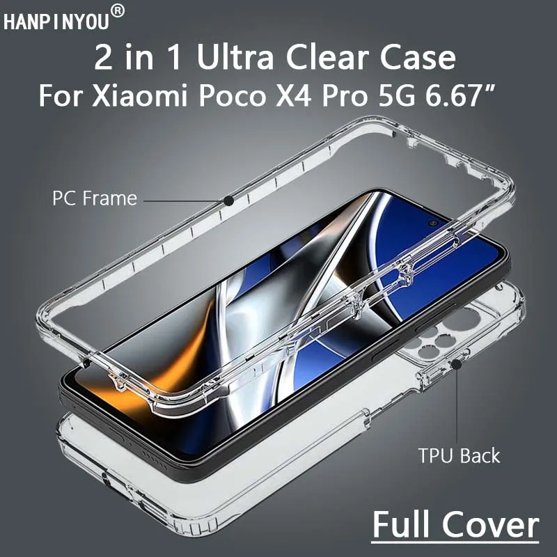 Для Xiaomi Poco X4 Pro 5G 360 полный охват Прозрачный чехол для телефона жесткая рамка из ПК + Мягкая силиконовая задняя защитная оболочка из ТПУ
Для Xiaomi Poco X4 Pro 5G 360 полный охват Прозрачный чехол для телефона жесткая рамка из ПК + Мягкая силиконовая задняя защитная оболочка из ТПУ