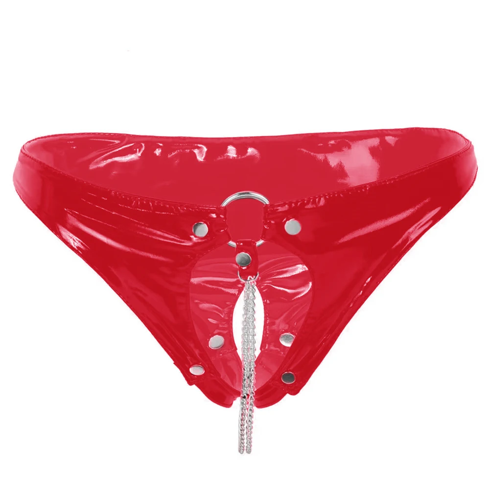 Sexy Wet Look Crotchless T-back Thongs Women PU Leather Cutout Panties Briefs Underwear Females Open Butt Low Waist Briefs
Sexy Wet Look Crotchless T-back Thongs Women PU Leather Cutout Panties Briefs Underwear Females Open Butt Low Waist Briefs
