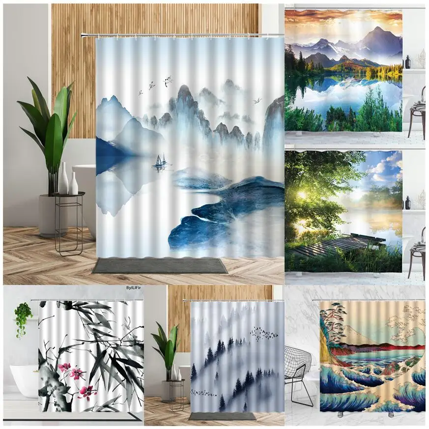 Китайская чернильная Ландшафтная занавеска для душа, набор абстрактных 3D занавесок для ванной комнаты с лесной горой, занавеска для ванны и... 
Китайская чернильная Ландшафтная занавеска для душа, набор абстрактных 3D занавесок для ванной комнаты с лесной горой, занавеска для ванны и...