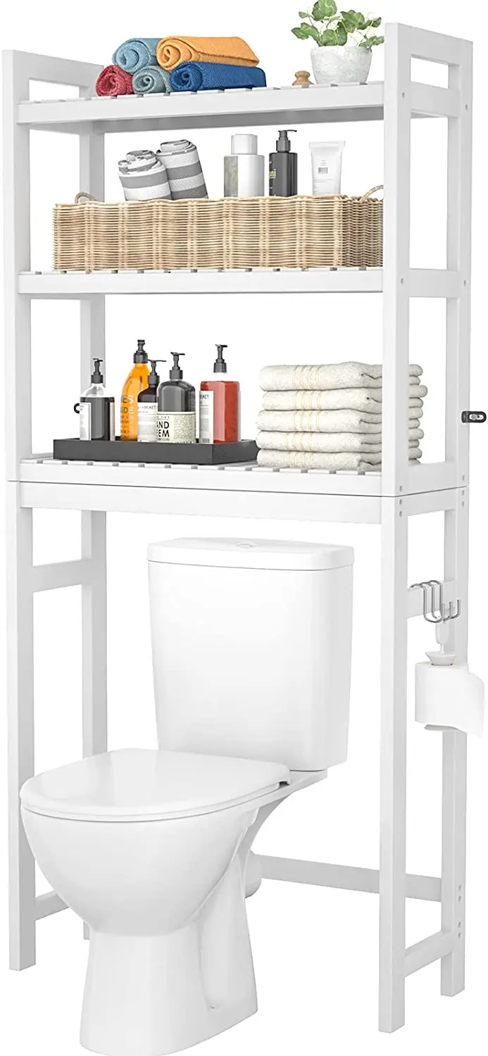 

Over The Toilet Storage Bamboo 3-Tier Over-The-Toilet Space Saver Organizer Rack Stable Freestanding Above Toilet Stand