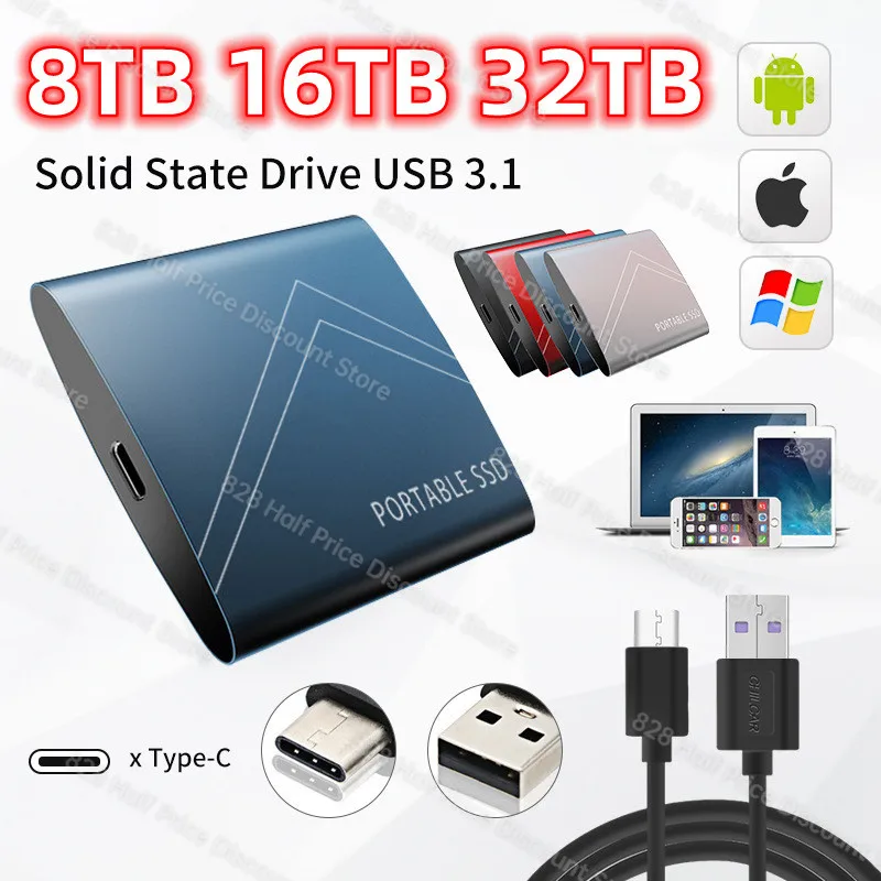 64TB Portable SSD 16TB High-speed Mobile Solid State Drive 4TB 32TB SSD Mobile Hard Drives External Storage Decives for Laptop
64TB Portable SSD 16TB High-speed Mobile Solid State Drive 4TB 32TB SSD Mobile Hard Drives External Storage Decives for Laptop