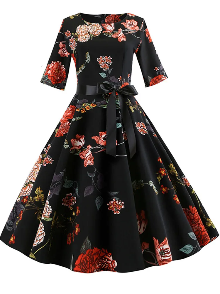 Retro Vintage 3/4 Sleeve Autumn Dress Women Floral Print Sexy Party Dresses Elegant Casual A-Line Dress Robe Rockabilly Pinup
Retro Vintage 3/4 Sleeve Autumn Dress Women Floral Print Sexy Party Dresses Elegant Casual A-Line Dress Robe Rockabilly Pinup