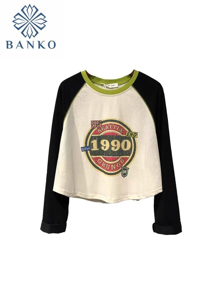 Autumn Women 2022 New Contrast Color Short Tee American Style Vintage Print T-shirt Baggy Long Sleeve Female Tops Preppy Style
Autumn Women 2022 New Contrast Color Short Tee American Style Vintage Print T-shirt Baggy Long Sleeve Female Tops Preppy Style