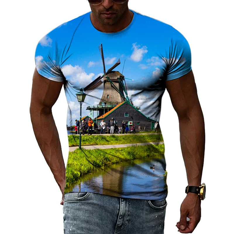 Summer Trend Fashion windmill Mill Pattern Men T-Shirts Casual 3D Print Hip Hop Harajuku Personality Round Neck Short Sleeve Top
Summer Trend Fashion windmill Mill Pattern Men T-Shirts Casual 3D Print Hip Hop Harajuku Personality Round Neck Short Sleeve Top