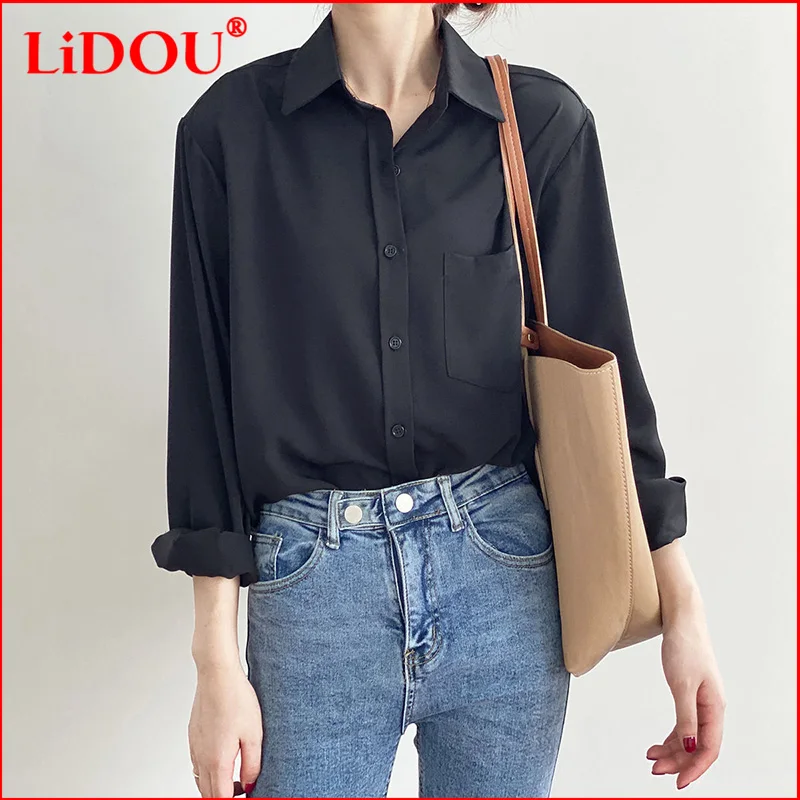 2022 Women's Clothing Spring and Autumn New Harajuku Fashion Lapel Pocket Stitching Button Long Sleeve Shirt Solid Color Tops
2022 Women's Clothing Spring and Autumn New Harajuku Fashion Lapel Pocket Stitching Button Long Sleeve Shirt Solid Color Tops