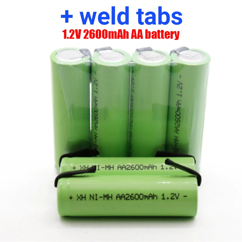 NEW 1.2V AA Rechargeable Battery 2600mah NI-MH Cell Green Shell with Welding Tabs for Philips Electric Shaver Razor Toothbrush
NEW 1.2V AA Rechargeable Battery 2600mah NI-MH Cell Green Shell with Welding Tabs for Philips Electric Shaver Razor Toothbrush