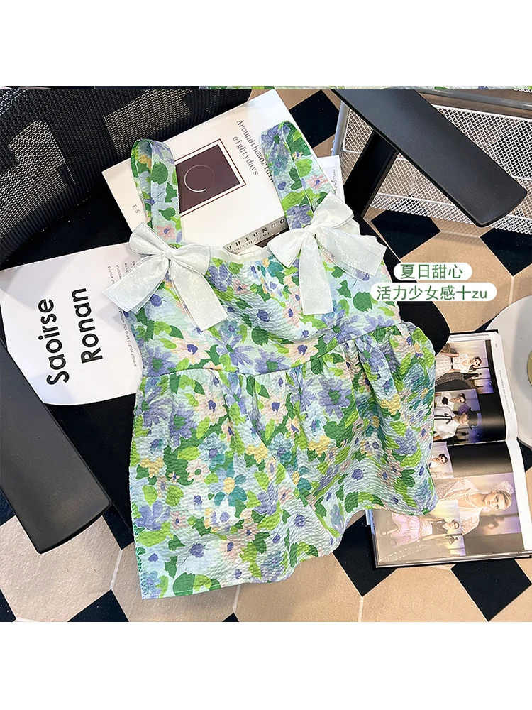 Женский топ без рукавов, Пляжная зеленая плиссированная кофта во французском стиле с цветочным принтом и бантом, лето 2023
Женский топ без рукавов, Пляжная зеленая плиссированная кофта во французском стиле с цветочным принтом и бантом, лето 2023