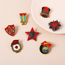 CCCP Symbol World War Ii Enamel Pins Vintage Sickle Cold War Red Star Flag USSR Brooches History Memory Badges Jewelry Wholesale
