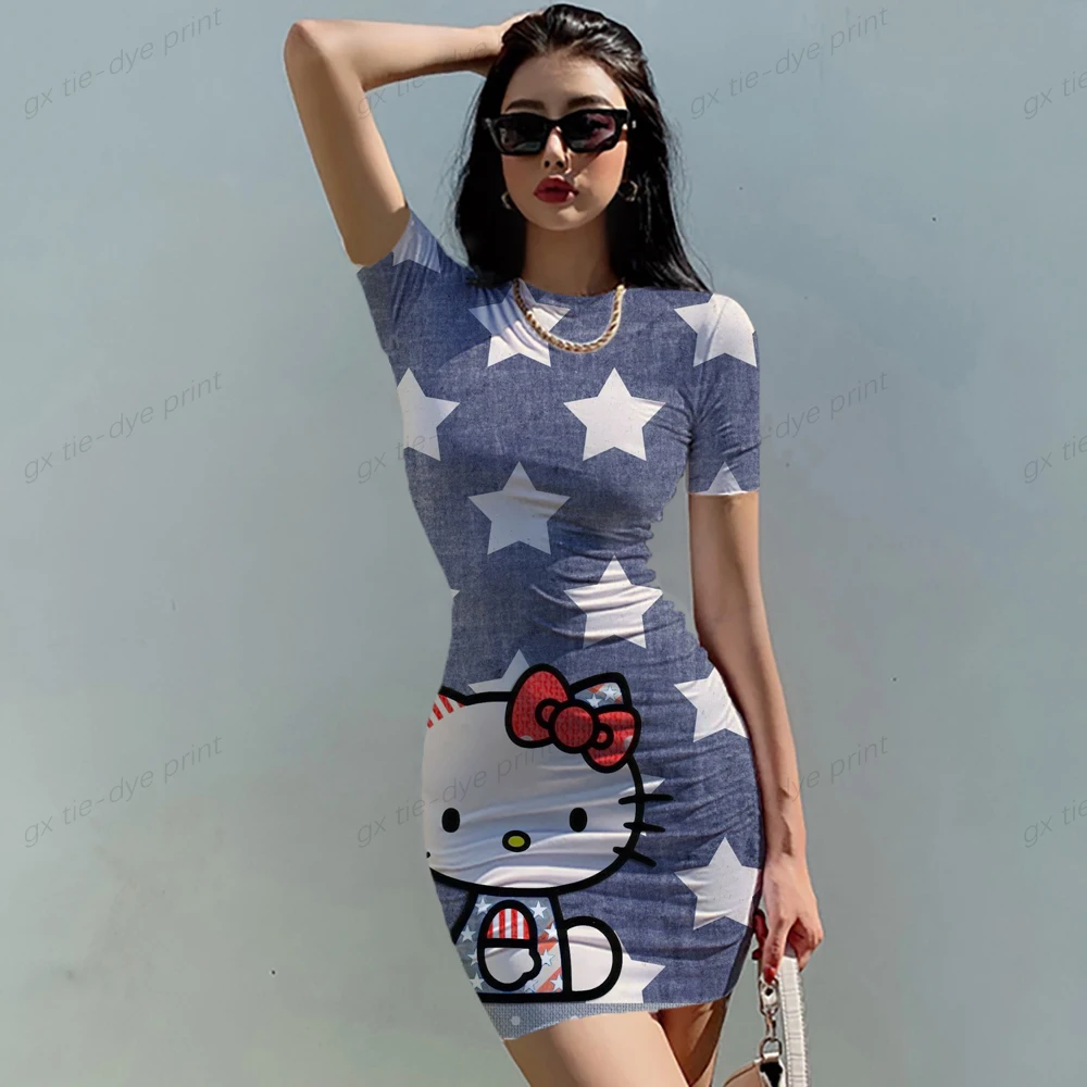 Летнее облегающее мини-платье с принтом HELLO KITTY, Женские базовые обтягивающие мини-платья с коротким рукавом, богемное мультяшное платье с поясом
Летнее облегающее мини-платье с принтом HELLO KITTY, Женские базовые обтягивающие мини-платья с коротким рукавом, богемное мультяшное платье с поясом