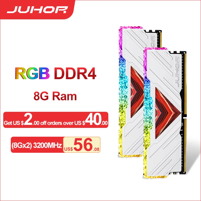 JUHOR Memoria RAM RGB DDR4 3200MHz RGB16GB (8GBX2) 3200MHz Kit For Desktop Memory
JUHOR Memoria RAM RGB DDR4 3200MHz RGB16GB (8GBX2) 3200MHz Kit For Desktop Memory