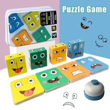 Kids Face Change Cube Game Montessori Expression Puzzle Building Blocks Toys Early Learning Educational Match Toy for Children