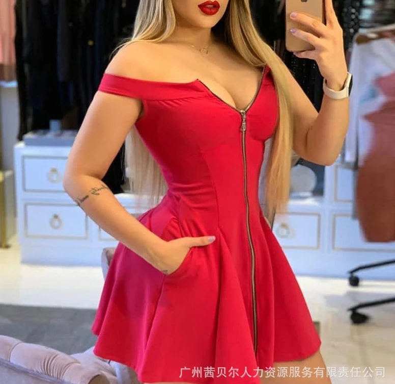 Women's Red Off-Shoulder Zipper Dress Temperament Commuting Spring & Summer Woman Fashion High Waist Dresses
Women's Red Off-Shoulder Zipper Dress Temperament Commuting Spring & Summer Woman Fashion High Waist Dresses