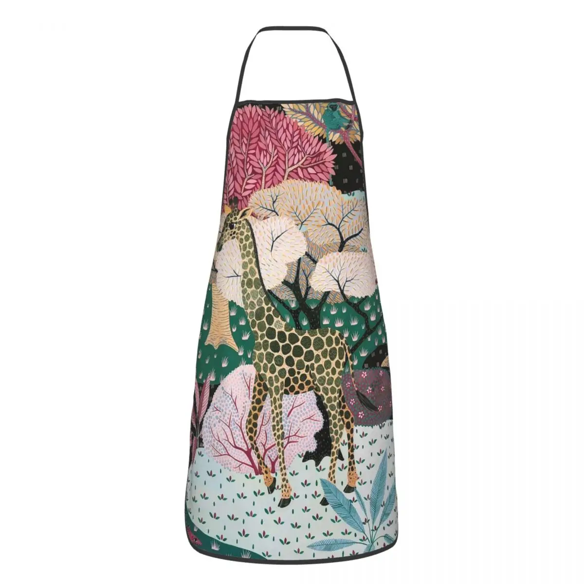 

Jungle Giraffe Kitchen Cuisine Aprons Waterproof Oil Painting Tropical Plants Bib Tablier for Chef Barista Cooking Home Cleaning